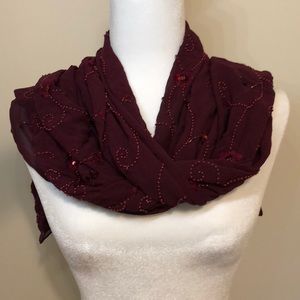 Cranberry Beaded Scarf